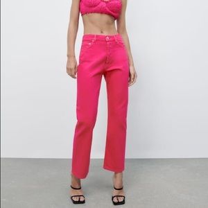 Zara pink straight leg jeans